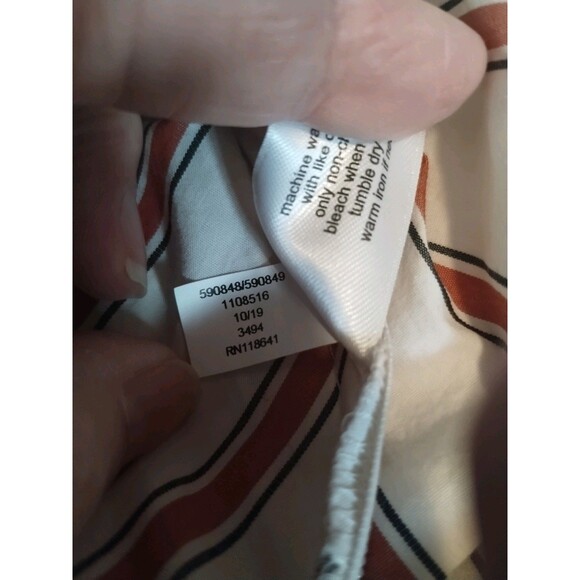 Lane Bryant Womens Top Size 26 Stripe Faux Wrap Side Buckle Long Sleeve Side Zip - Picture 11 of 11